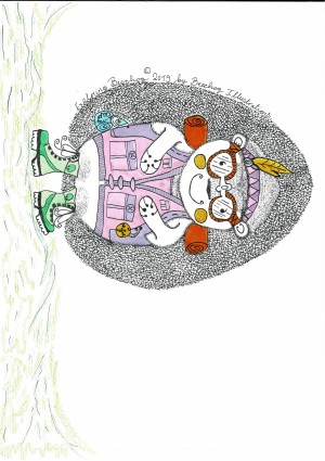 Exploring Beechog. Pink print of Beechog Illustrations © by Daljinder Nagi.