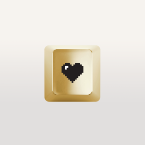 Computer Key with Heart Icon - Gold Vermeil