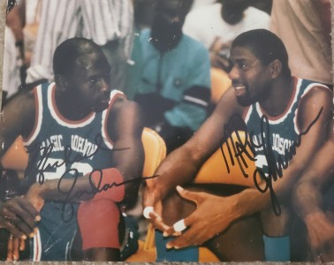 Michael Jordan & Magic Johnson Authentic autograph 
