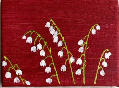 Lily of the valley on red
