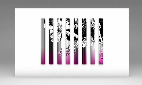 Crossing the Jungle (stripe/jungle cocktail painting in magenta)
