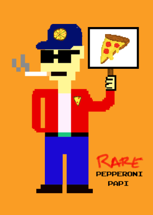 NFT PAPI #4 -  RARE "PEPPERONI PAPI"  NFT PAPT X RARE PIZZAS EDITION 1/1