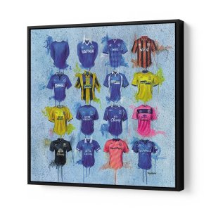 Everton FC Shirts Framed 20x20 Canvas