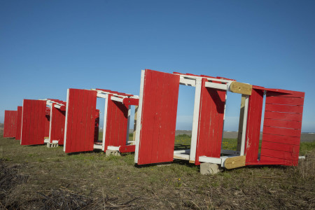 Red Beach Chairs in Spring, Little Compton, RI