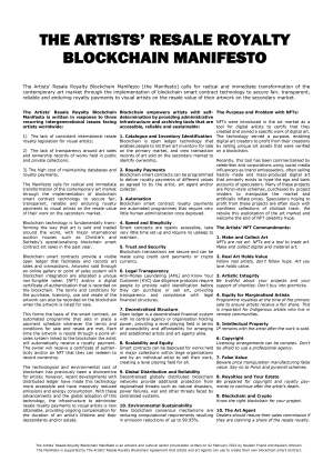 The Artists' Resale Royalty Blockchain Manifesto [Print on paper]