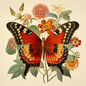 'Butterfly and Flowers' Fine Art Print #49