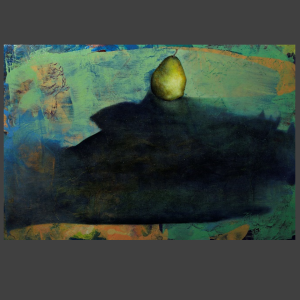 PEAR ON GLOSS BLACK TABLE