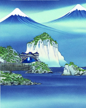 Natural Blue Sapphire and Emerald with a Japan Background