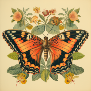'Butterfly and Flowers' Fine Art Print #46