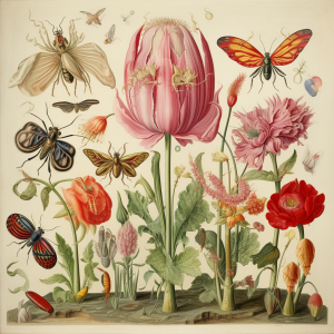 'Insects and Flowers' Botanical Print #15