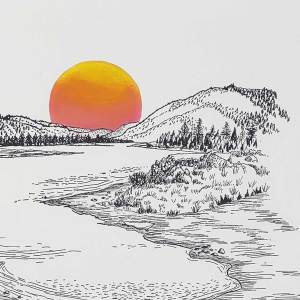 big bear lake - red/orange hand-embellished moon variant editions