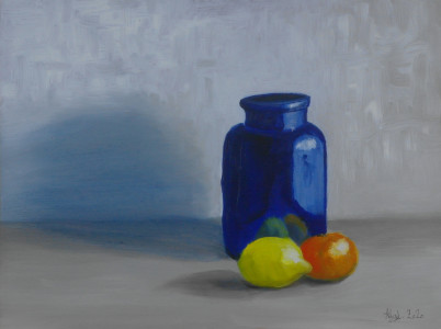 Blue Vase And Fruit