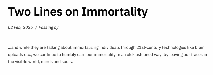 Two Lines on Immortality