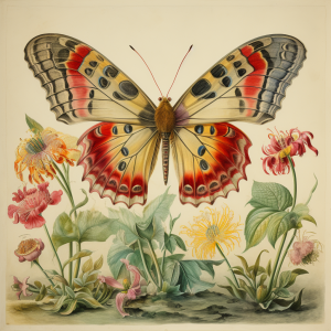  'Butterfly and Flowers' Fine Art Print #11