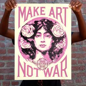 Make Art Not War (Painting) - Cream