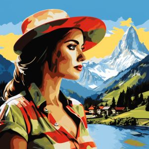 SWISS WOMAN IN THE MOUNTAINS 