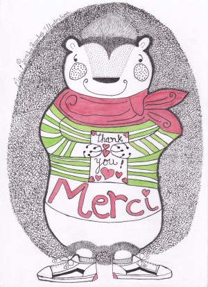 Merci ! Print of Beechog Illustrations © by Daljinder Nagi.