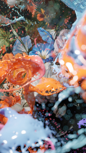 A Still Life of Flowers in a Vase on a Ledge