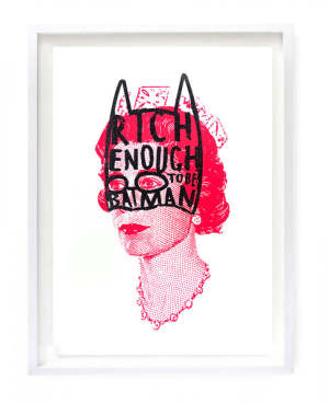 Rich Enough to be Batman - Elizabeth Red with Glitter Hand Drawn mask - A1