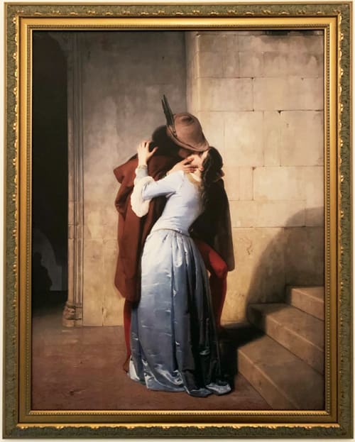 spier Met bloed bevlekt tiener Ingelijst beroemd schilderij: Il Bacio - Verno - framed, with love