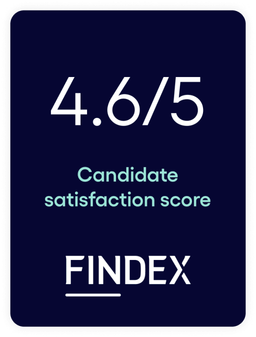4.6 out of 5 candidate satisfaction score - FINDEX