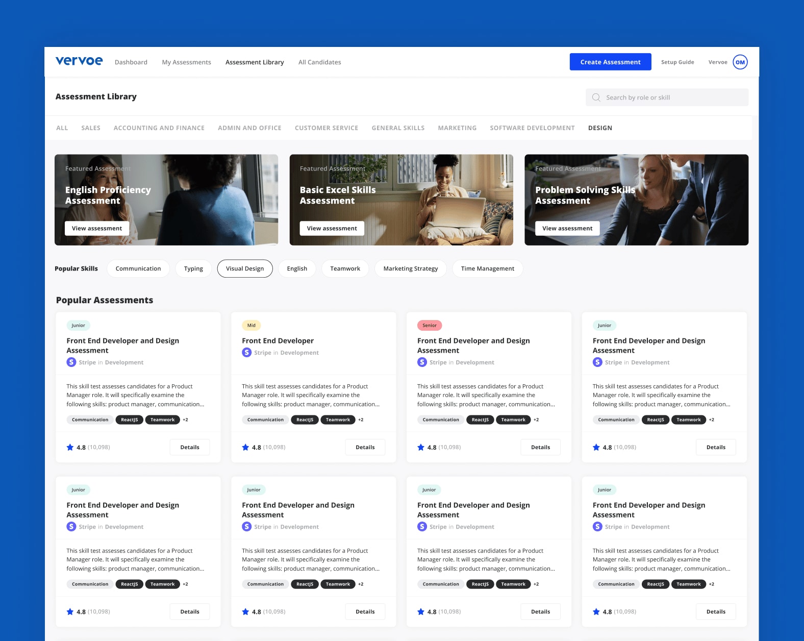 Vervoe assessment library