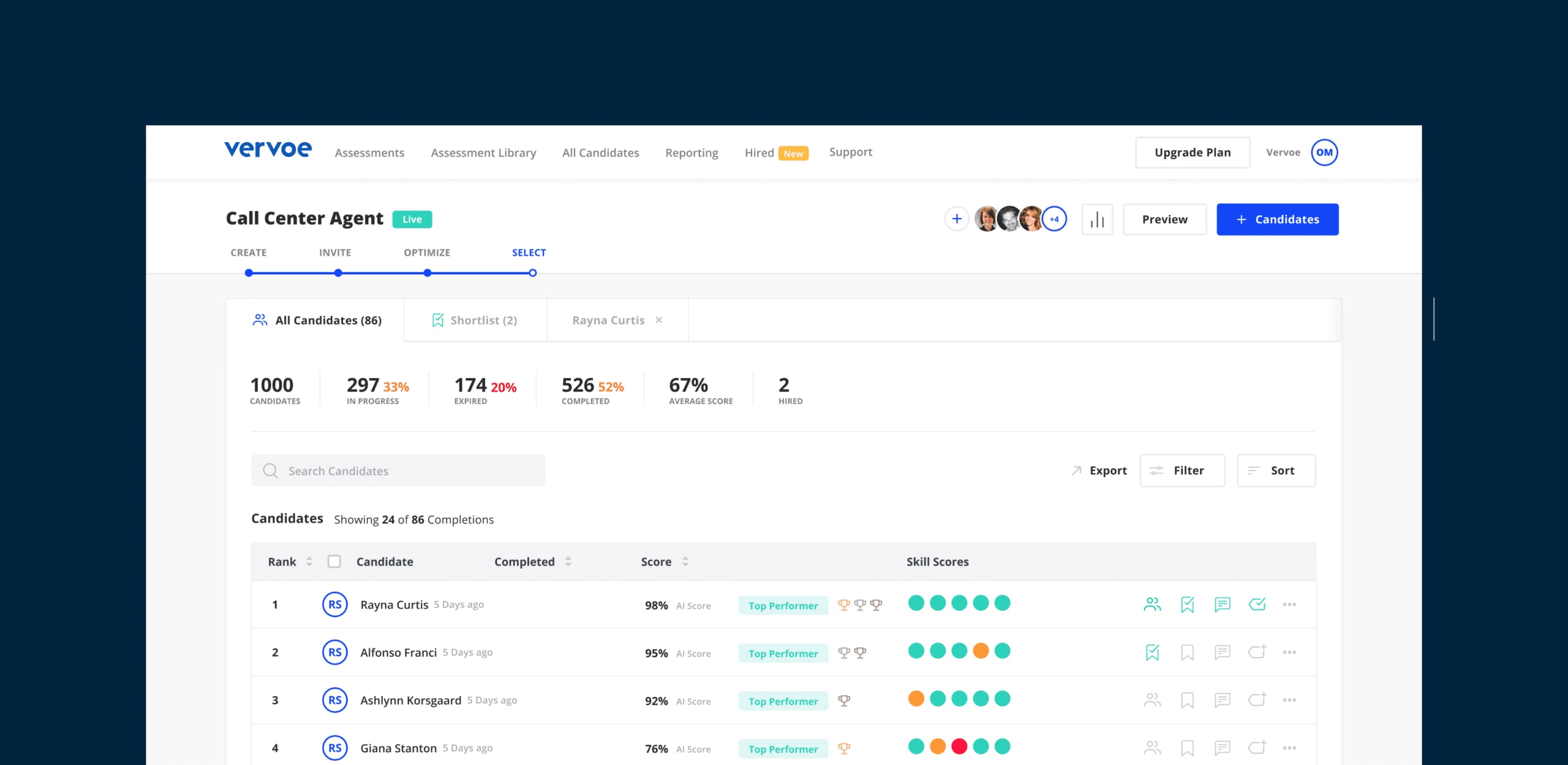 Vervoe's skills assessments platform