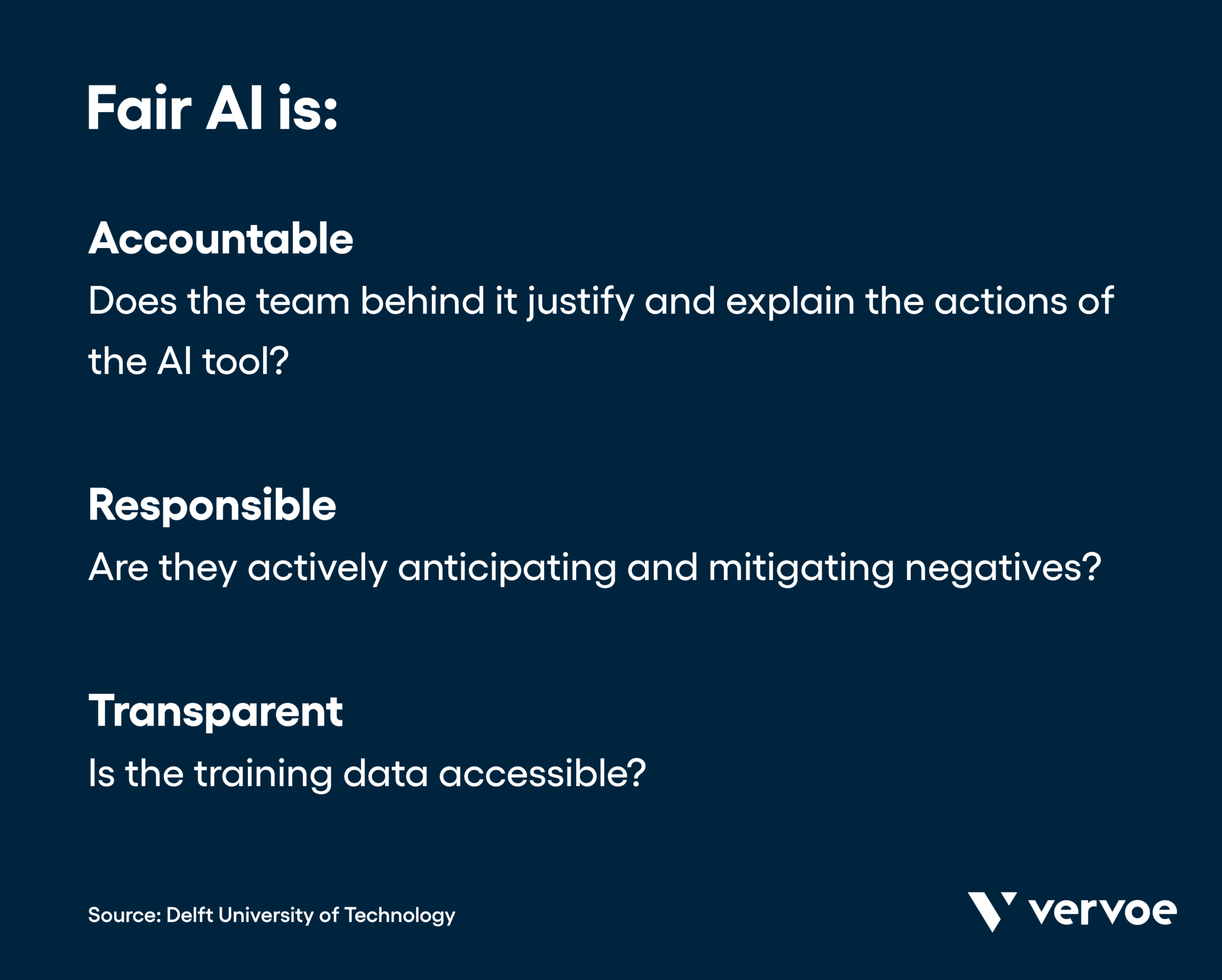 Fair AI is accountable, responsible, and transparent