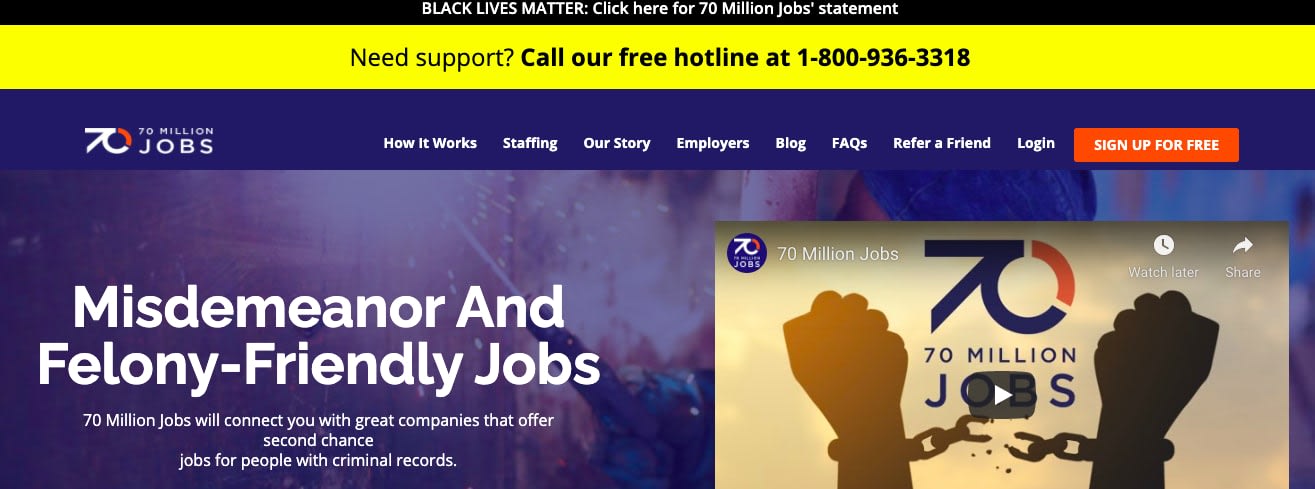 70 million jobs Felon Job Board
