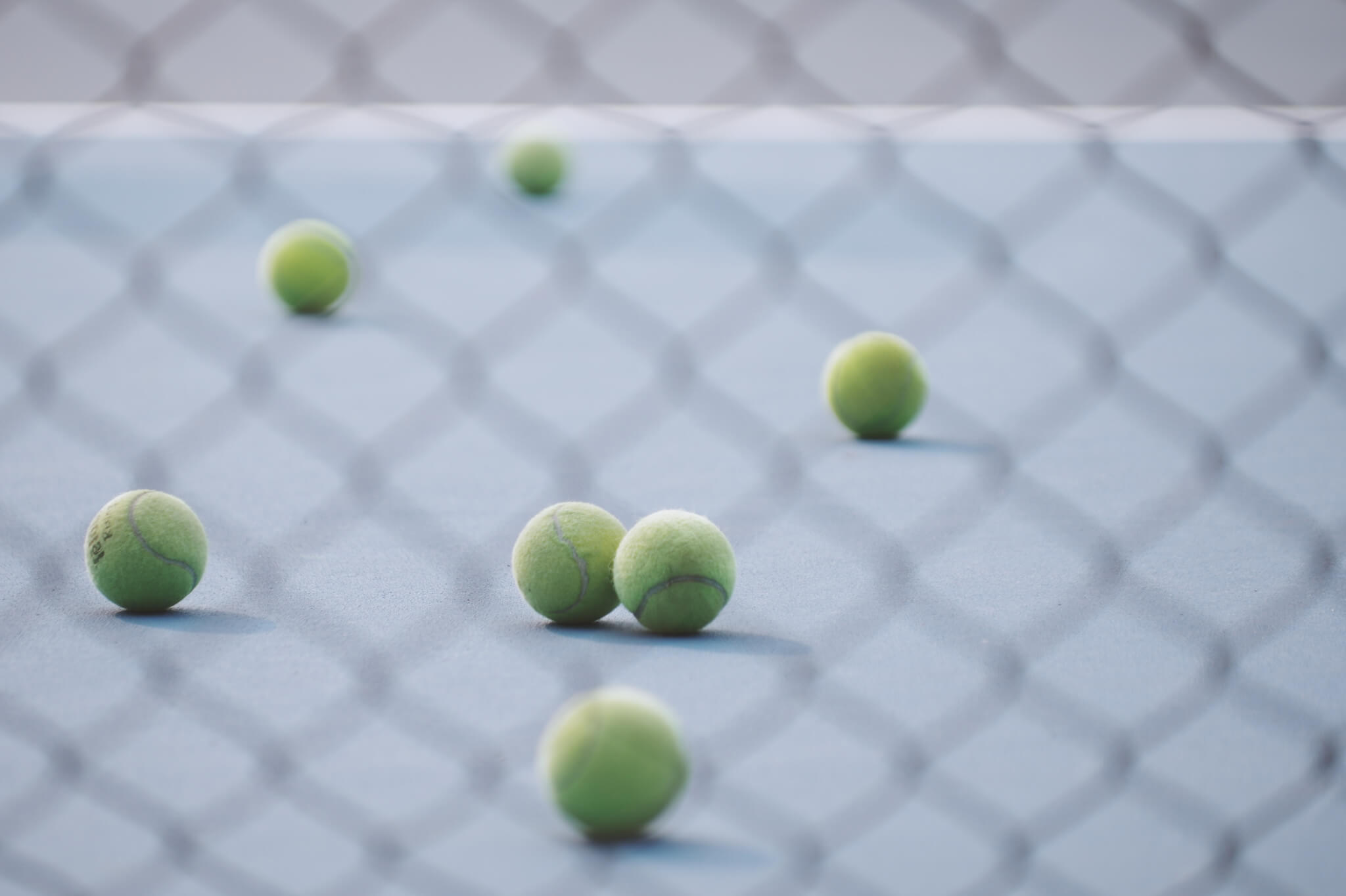 Tennis balls on a court