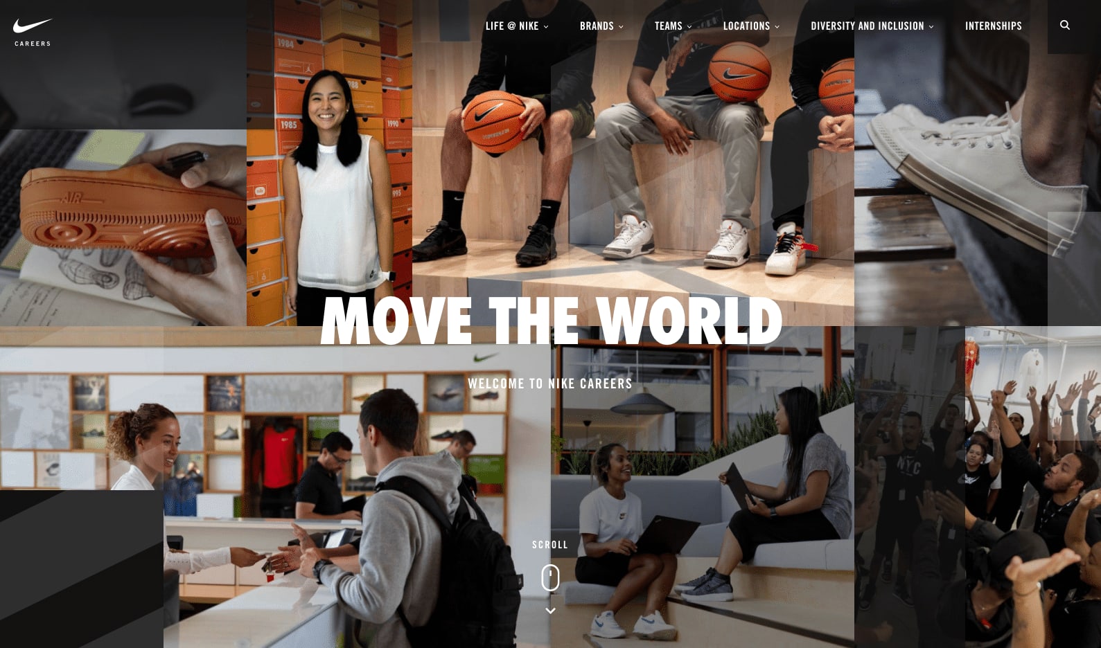Screenshot of Nike jobs page