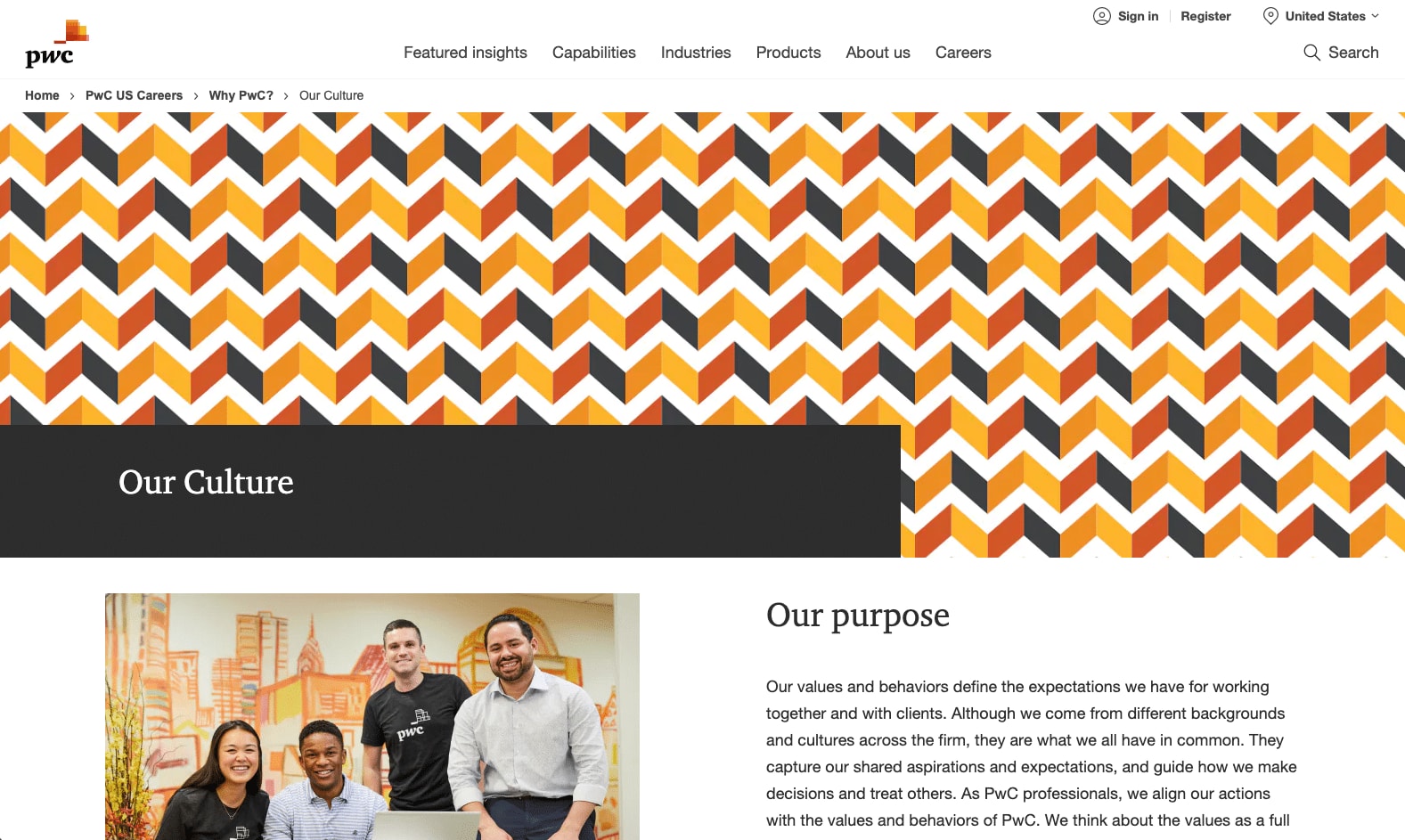 PWC's careers page