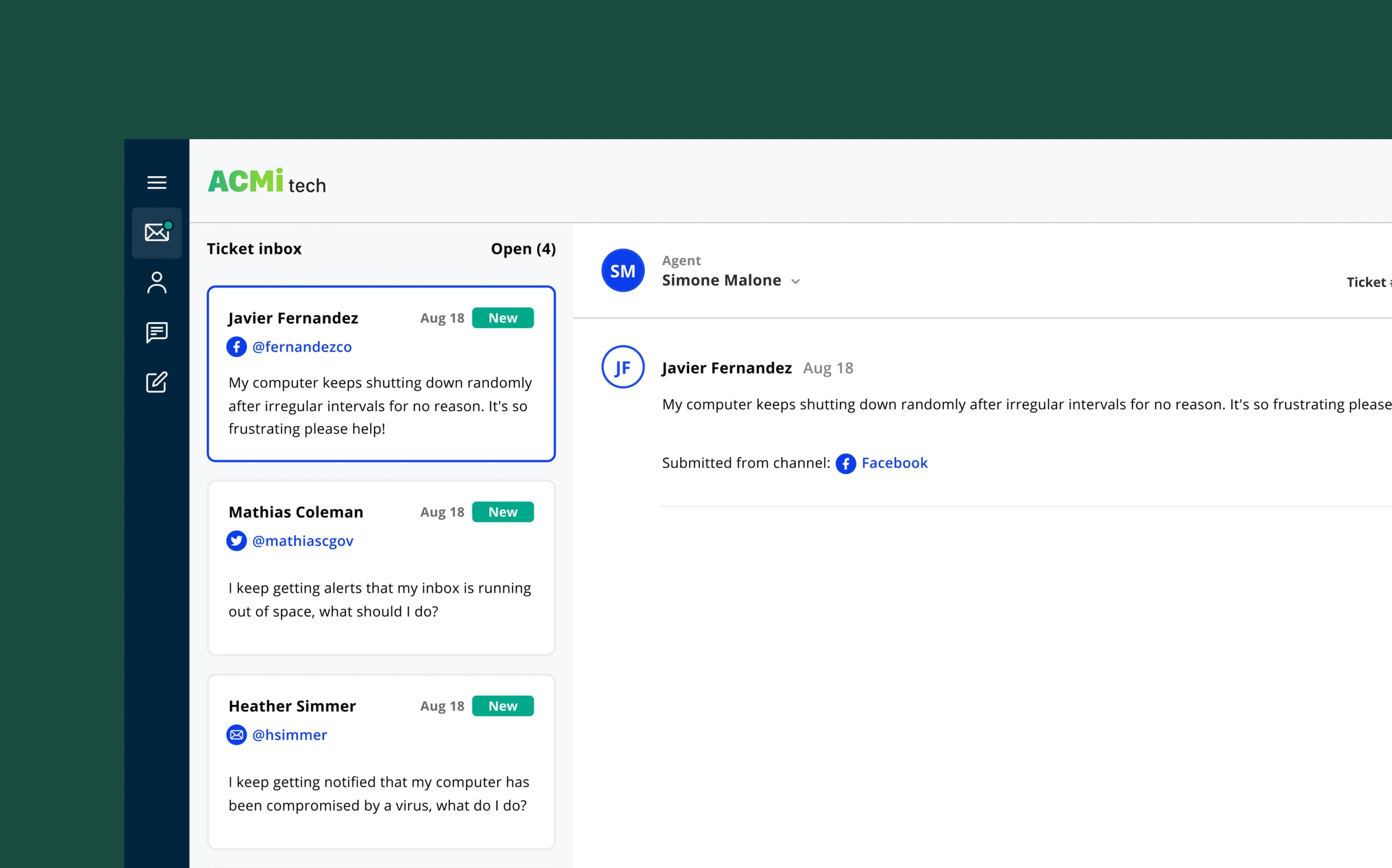 A tech support simulation using Vervoe's Customer Service Simulator