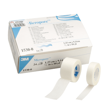 Micropore kirurgisk tape 12 mm x 9,1 meter, 24 stk