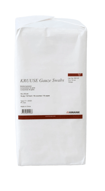 KRUUSE Kompresser Usterile 10x10cm 16 lag 17 trd, 100 stk