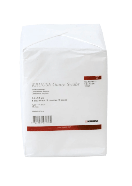KRUUSE Kompresser Usterile 7,5x7,5cm 8-lag 17 trd, 100 stk