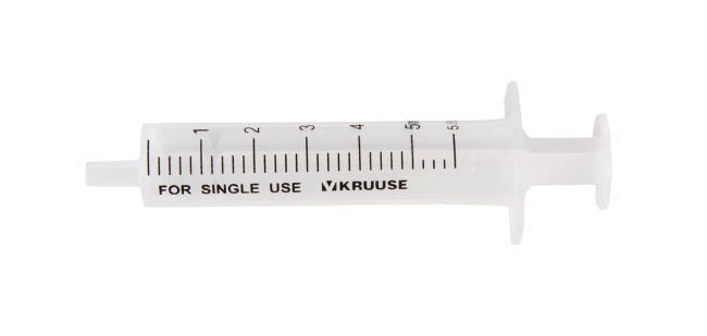 KRUUSE Sprøyte Engangs 2-komponent Excentrisk Luer 5-5,8 ml, 100 stk