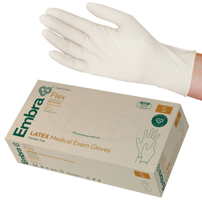 Embra Hanske Latex Flex pf S, 100 stk