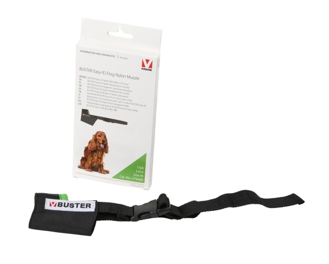 BUSTER Easy-ID Nylon Munnkurv til Hund M Lime, 1 stk