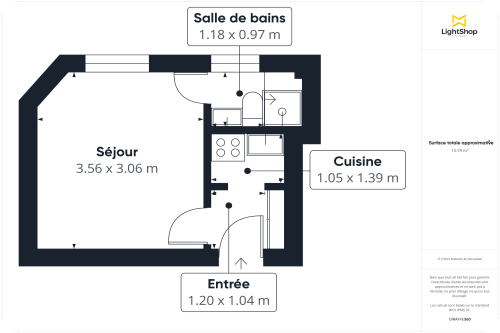 vente appartement de 16.21 m² à paris