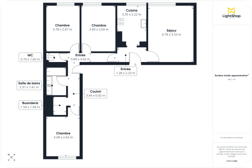 vente appartement de 71.0 m² à clichy
