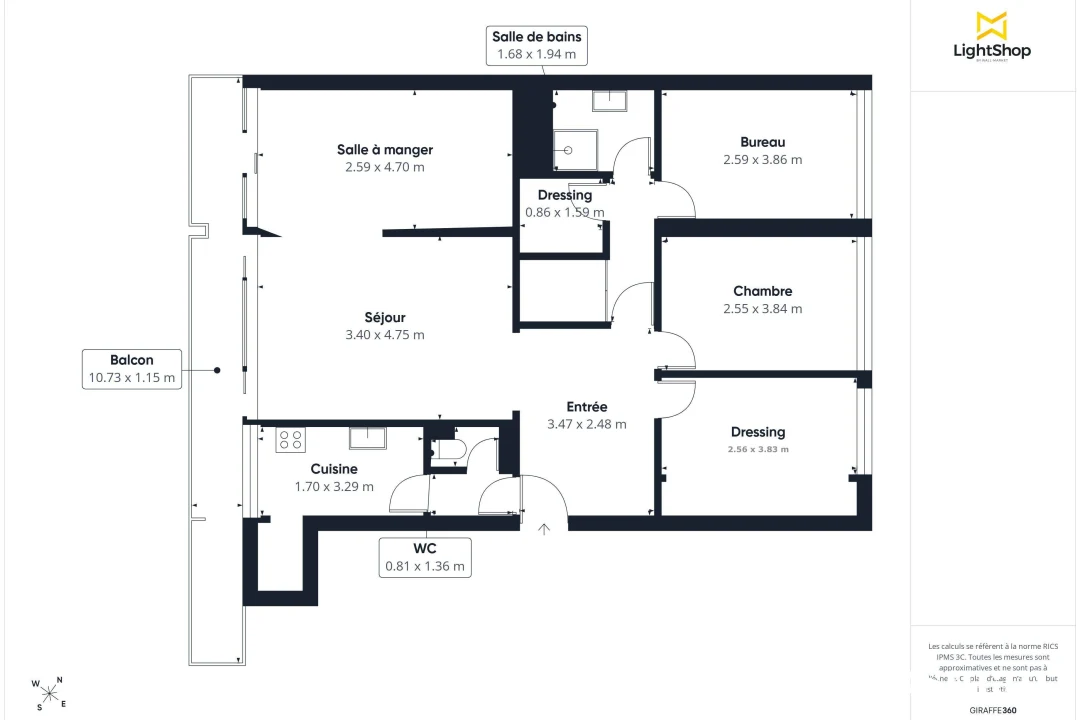 Appartement de 87.25 m² à Courbevoie