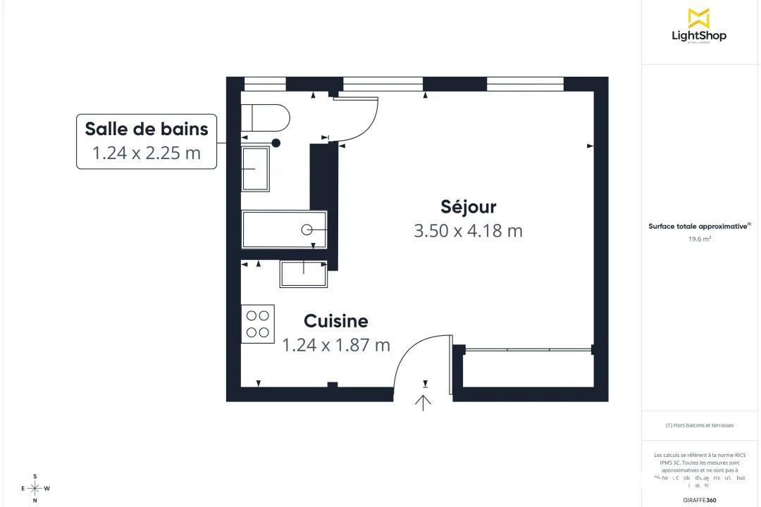 Appartement de 18.25 m² à Paris