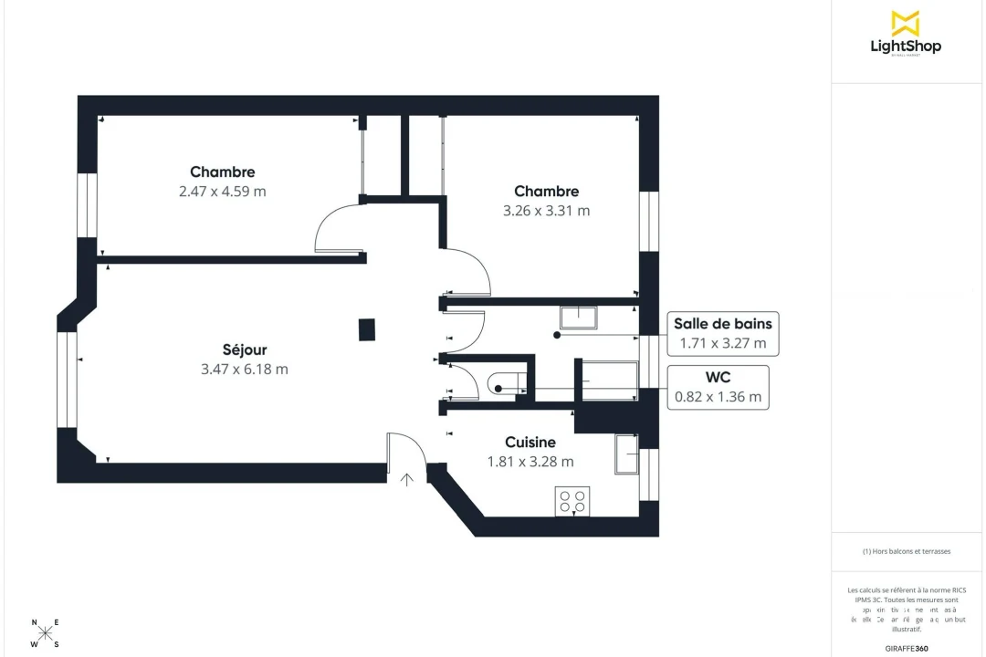 Appartement de 57.6 m² à Paris