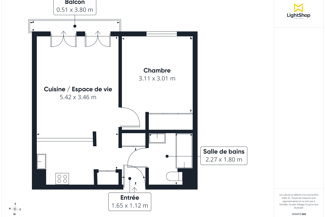 Appartement de 38.31 m² à Saint-Maurice