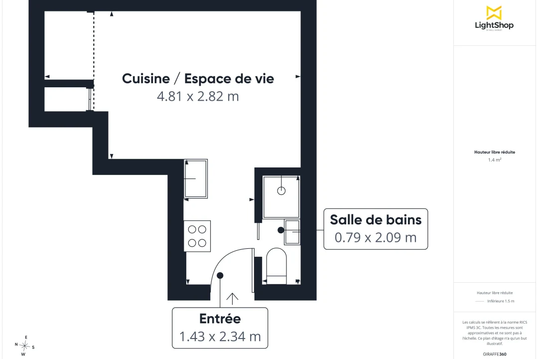 Appartement de 14.36 m² à Paris