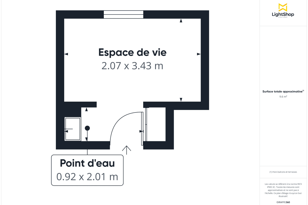 Appartement de 9.6 m² à Paris