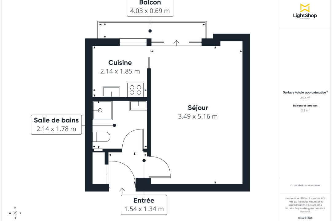 Appartement de 27.9 m² à Boulogne-Billancourt