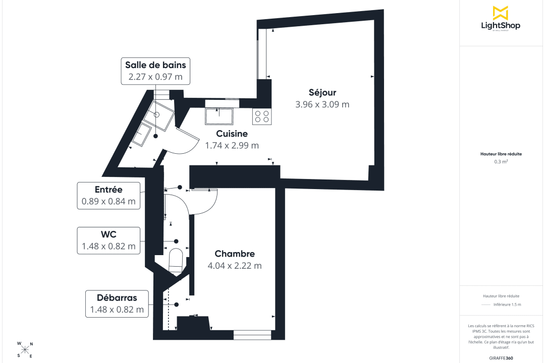 Appartement de 31.5 m² à Paris