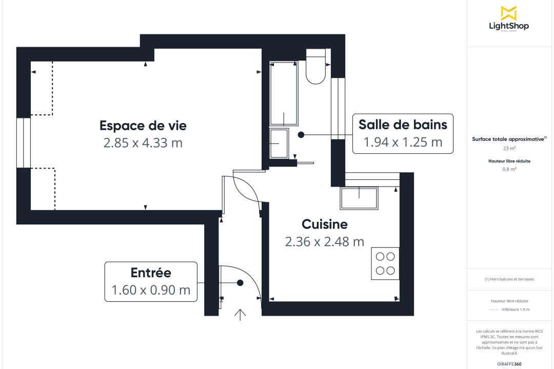 Appartement de 22.8 m² à Paris